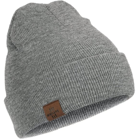 Men and Women Grey Acrylic Stretchy Daily Knit Warm Winter Beanie Hats - Picture 1 of 7